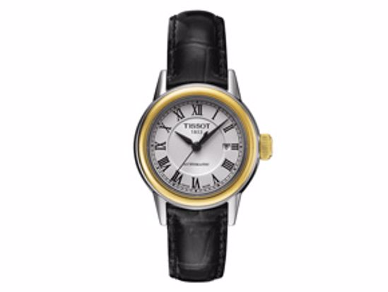 T0852072601300 Carson Women's Automatic White Watch with Black Leather Strap