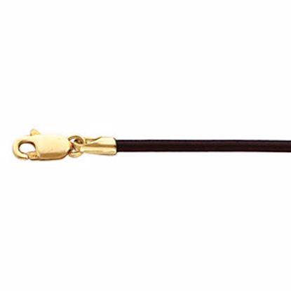 CH611:298816:P 14kt Yellow 1.5mm Brown Leather 18" Cord