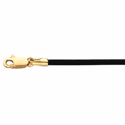 CH613:298806:P 14kt Yellow 1.5mm Black Leather 7" Cord