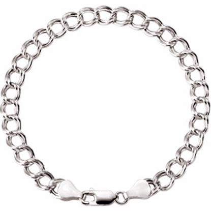 CH656:294272:P Sterling Silver 5.5mm Hollow Paralleo Charm 7" Bracelet