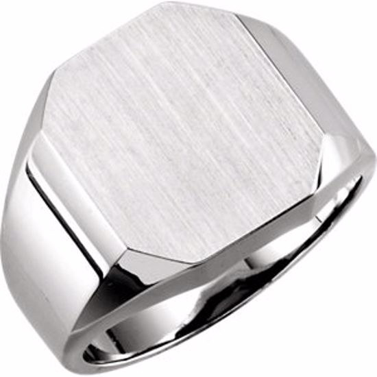 9128:8587:P 14kt White 16x14mm Men's Signet Ring