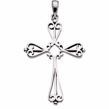 R80070:76045:P 14kt White 33x25mm Cross Pendant Mounting