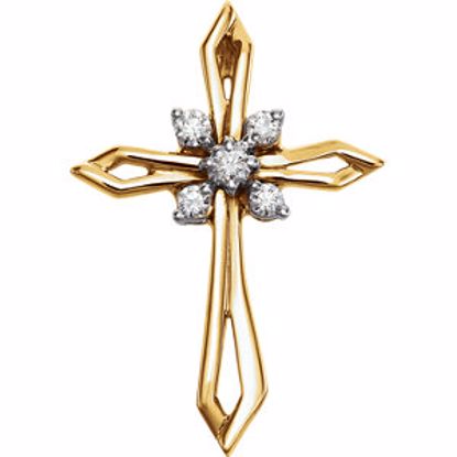 R80329D:61711:P 14kt Yellow .16 CTW Diamond Cross Pendant