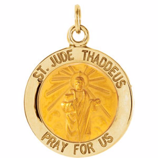 R5018:62431:P 14kt Yellow 14.5mm Round St. Jude Thaddeus Medal