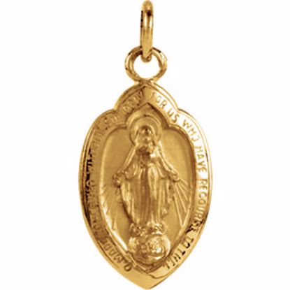 R5022:62436:P 14kt Yellow 13x8mm Badge-Shaped Miraculous Medal  