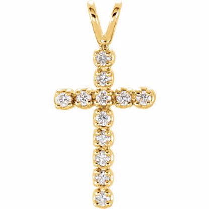 R8043D:66153:P 14kt Yellow 1/8 CTW Diamond Cross Pendant