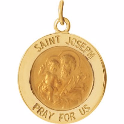 R16369:67300:P 14kt Yellow 15mm Round St. Joseph Medal  