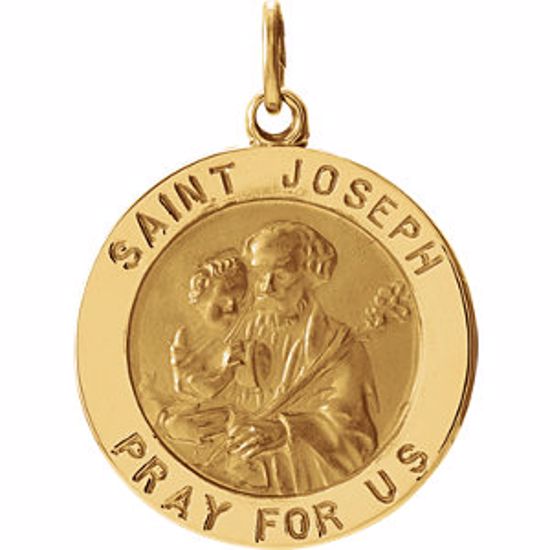 R16369:67301:P 14kt Yellow 18mm Round St. Joseph Medal  