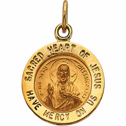 R5039:67332:P 14kt Yellow 12mm Sacred Heart of Jesus Medal