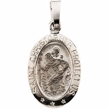 R5023:144026:P 14kt White 15x11mm Oval St. Christopher Medal