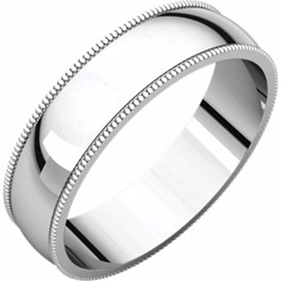 MGL14:145450:P 10kt White 5mm Light Milgrain Band