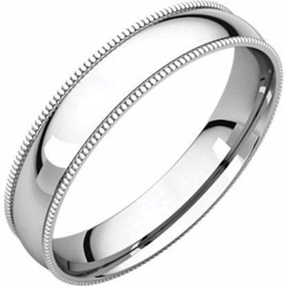 MGRL4:145540:P 10kt White 4mm Light Comfort Fit Milgrain Band 