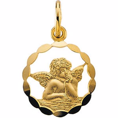 R16954:130055:P 14kt Yellow 12mm Angel Pendant