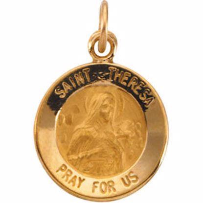 R5046:103859:P 14kt Yellow 12mm Round St.Theresa Medal