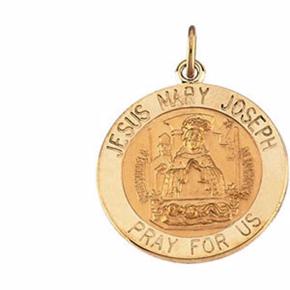 R16322:103802:P 14kt Yellow 12mm Round Jesus, Mary and Joseph Medal