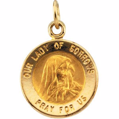 R16365:103822:P 14kt Yellow 12mm Our Lady of Sorrows Medal