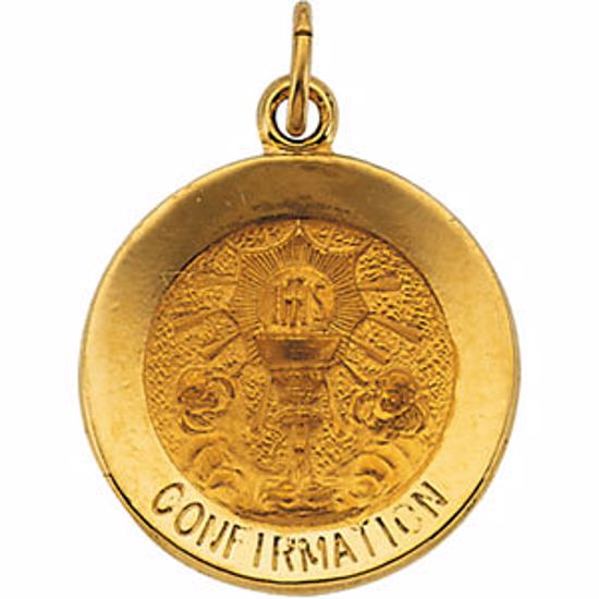 R16368:103808:P 14kt Yellow 15mm Round Confirmation Pendant Medal