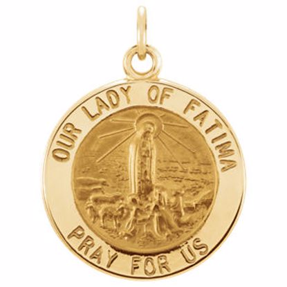 R5048:103853:P 14kt Yellow 15mm Round Our Lady of Fatima Medal