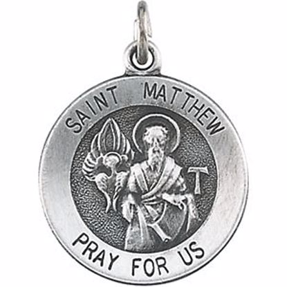 R16333:129631:P Sterling Silver 15mm Round St. Matthew Medal