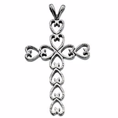 R41002:139794:P 14kt White 30x21mm Heart Design Cross Pendant