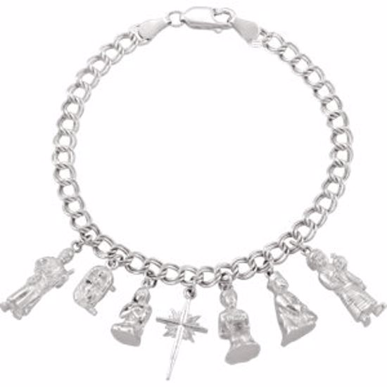 R16894:167427:P Sterling Silver Starter Nativity 7.5" Bracelet 