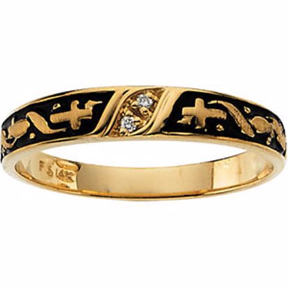 R16647D:167363:P 14kt Yellow Ladies Religious Diamond Band