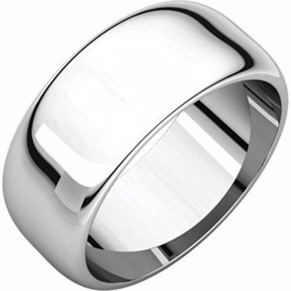 HR10:149244:P 10kt White 8mm Half Round Band