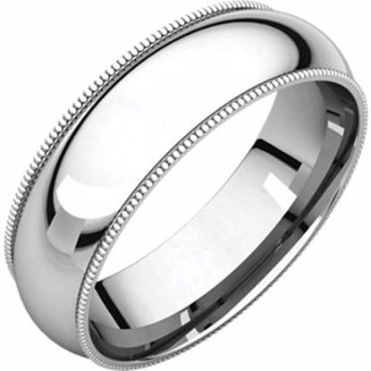 MGR15:149705:P 10kt White 6mm Milgrain Comfort Fit Band