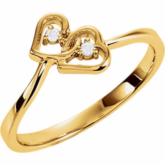 60364:208872:P 14kt Yellow .02 CTW Diamond Double Heart Ring