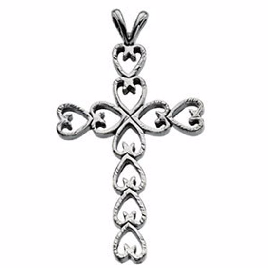 R41002:234226:P Platinum 30x21mm Heart Design Cross Pendant