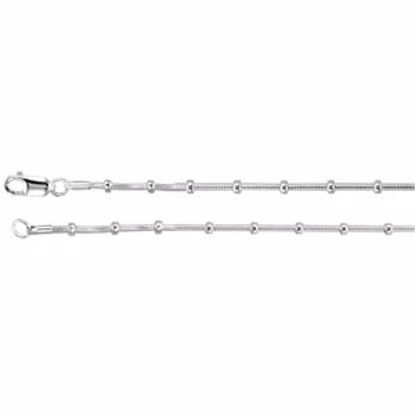 CH448:239002:P Sterling Silver Snake and Bead Chain 1mm 
