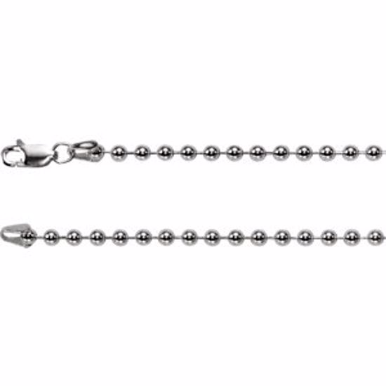 CH438:240101:P Sterling Silver 3mm Bead 7" Chain