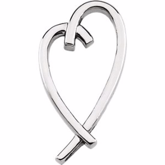 82985:303969:P 14kt White Heart Pendant Slide