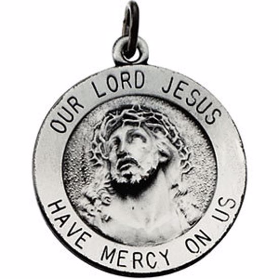 R5041:304385:P Sterling Silver 18.25mm Round Our Lord Jesus Medal