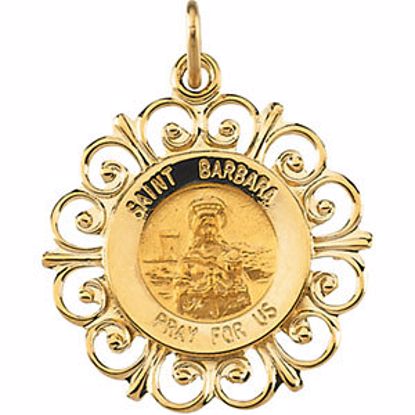 R41515:304379:P 14kt Yellow 18.5mm Round St. Barbara Medal