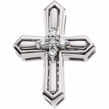 R42007:305488:P 14kt White 20.25x15mm Complete Diamond Cross Pendant