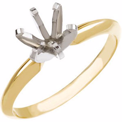 140309N:33797:P 14kt Yellow & White 6-6.6mm Round Pre-Notched 6-Prong Solitaire Ring Mounting