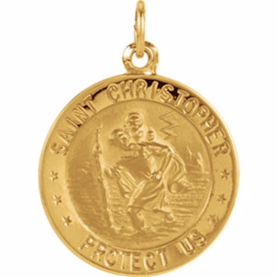 R5024:62441:P 14kt Yellow 18mm St. Christopher Medal