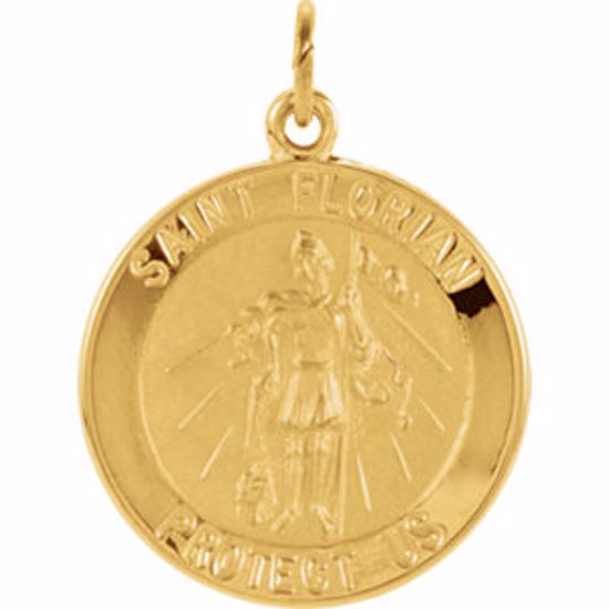 R5053:63263:P 14kt Yellow 18mm Round St. Florian Medal