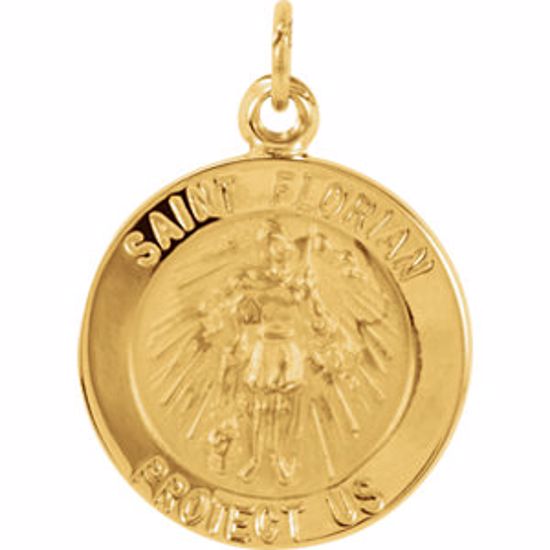 R5053:67338:P 14kt Yellow 14.75mm Round St. Florian Medal