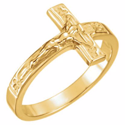 R16613:103763:P 10kt Yellow Crucifix Chastity Ring Size 10