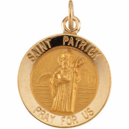 R16325:103939:P 14kt Yellow 15mm Round St.Patrick Medal