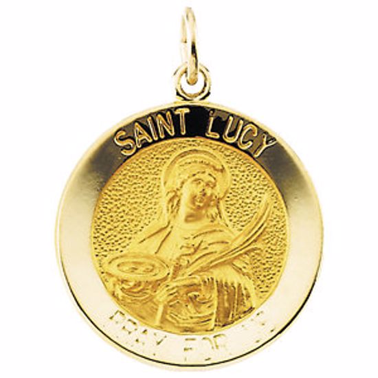 R16367:103926:P 14kt Yellow 14.5mm Round St. Lucy Medal