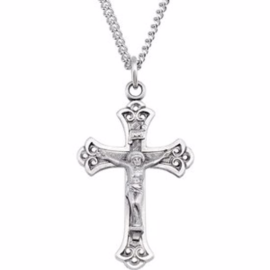 R4052:104191:P Sterling Silver 32x22mm Crucifix 24" Necklace