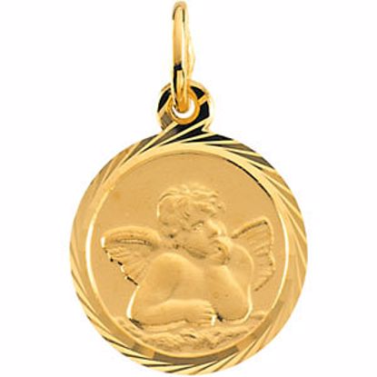 R16484:104998:P 14kt Yellow 12mm Angel Pendant