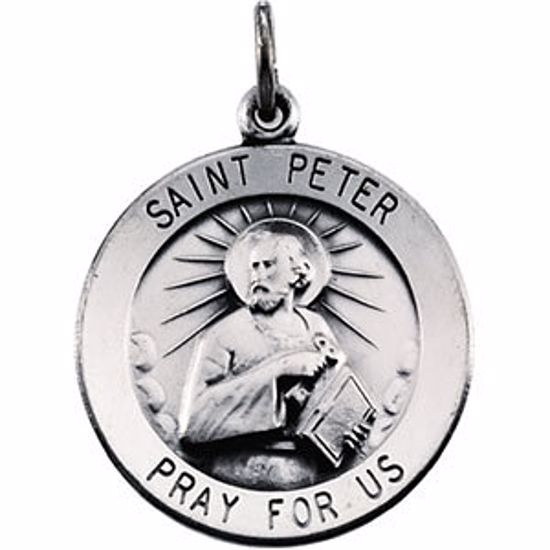 R16320:129626:P Sterling Silver 22mm Round St.Peter 24" Necklace