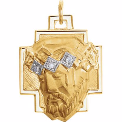 R16930:129557:P 14kt Yellow 18.5x16.5mm Face of Jesus Pendant