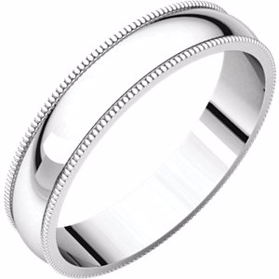 MGL7:145482:P 10kt White 4mm Light Milgrain Band