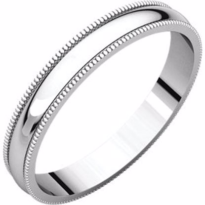 MGL14:145448:P 10kt White 3mm Light Milgrain Band