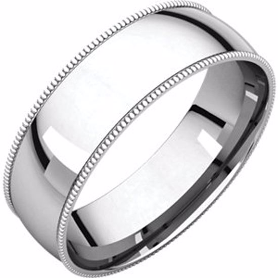 MGRL5:145548:P 10kt White 6mm Light Comfort Fit Milgrain Band 